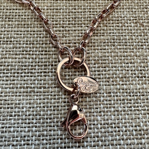 Origami Owl® Rose Gold Twist Locket with Crystals, 30" Chain and 4 Love Charms - Picture 8 of 9